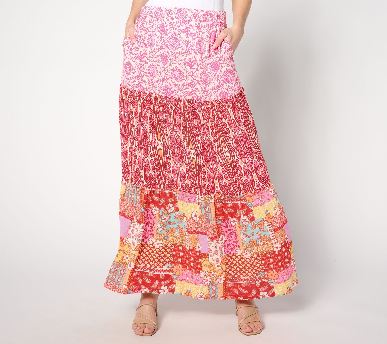 Denim & Co. Women's Plus Sz Skirt 3X Canyon Retreat Printed Multi-colored