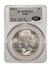 1928-S $1 Silver Peace Dollar CAC AU Detail-Cleaned Freshly Graded 3/20/26