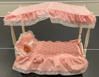 Vintage 1982 Barbie Dream Furniture Canopy Bed, Bedding, Sheet, Pillows