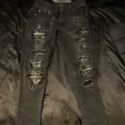 AMIRI Black Distressed Skinny Jeans Cotton Denim Solid 5-Pocket Design Unisex