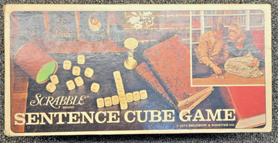 1971 Scrabble Sentence Cube Game INCOMPLETE for PARTS-Missing 1 cube & SandTimer