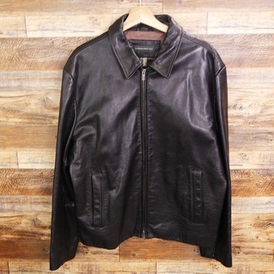 Banana Republic Leather Jacket Size XL Mens Cafe Racer Biker Moto Vintage