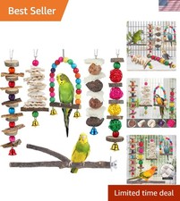 Variety Wooden Bird Perches and Chew Toys for Budgies and Conures - 6 Pack