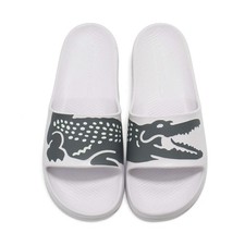 LACOSTE Croco 2.0 0721 Men's White  Green Slides Sandals NEW No Box Size 7