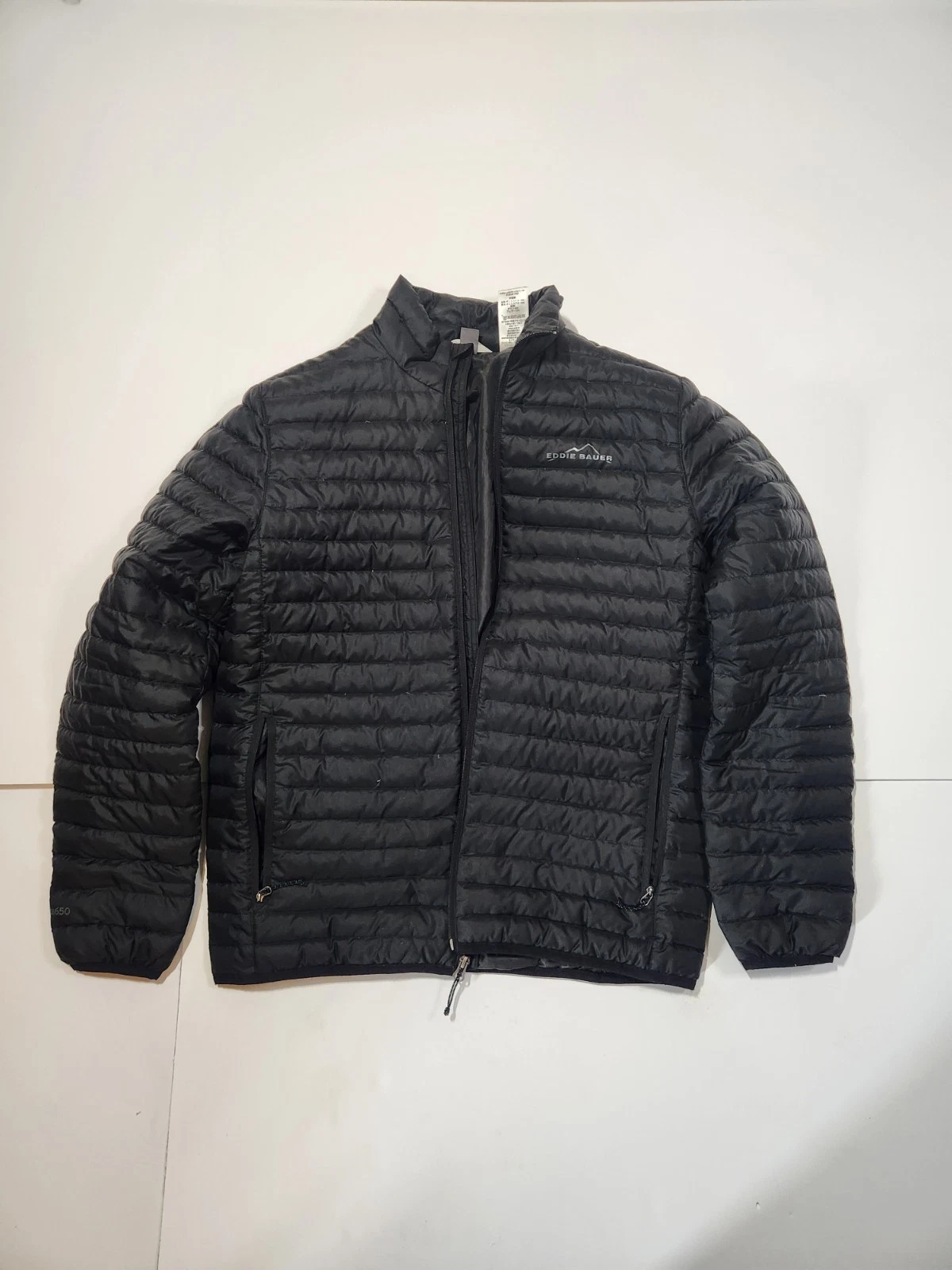 Eddie Bauer Drown Puffer Jacket Mens S (Small) Black Full Zip Free Shipping