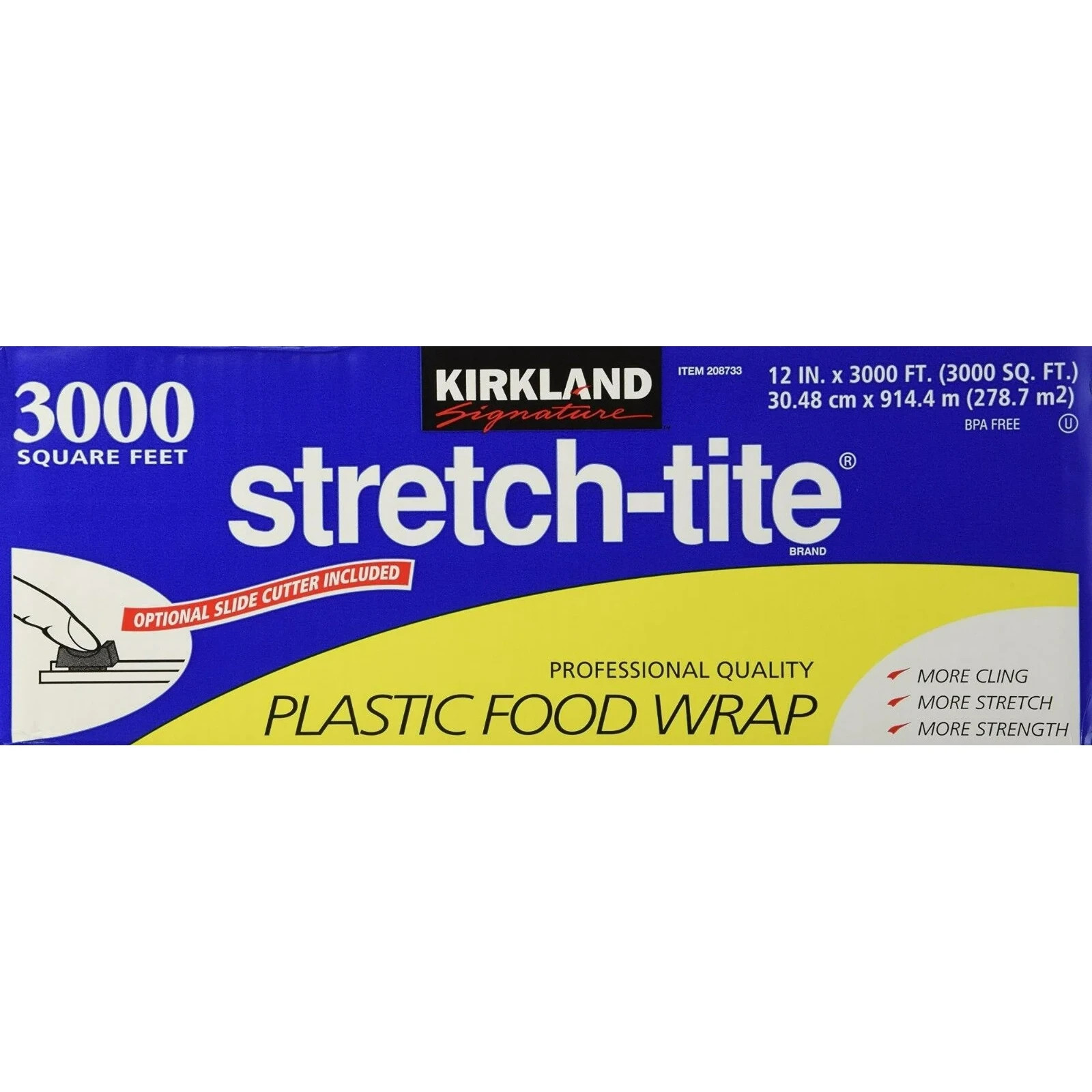 Stretch-tite Plastic Food Wrap with a sharp cutter blade. 12 in. x 3000 sq. ft