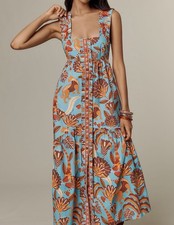 NWT Farm Rio x Anthropologie Square-Neck Midi Dress size M