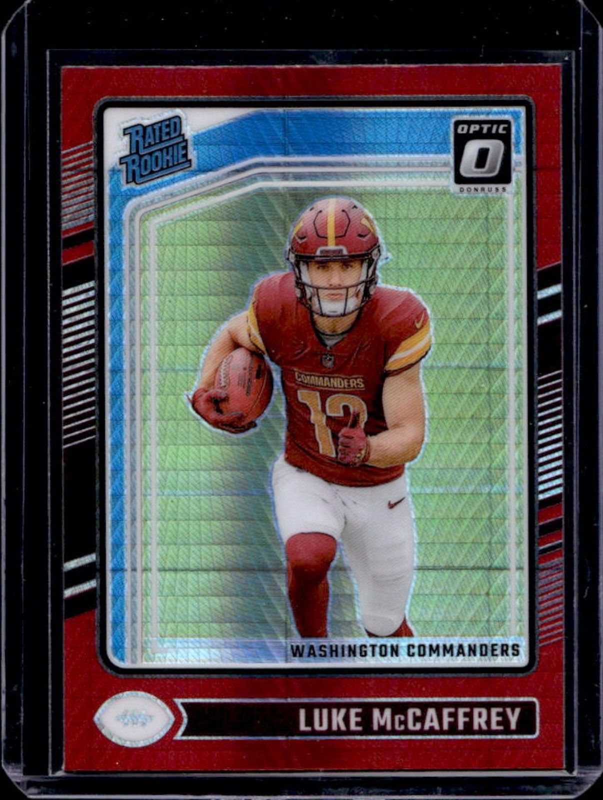 2024 Donruss Optic Luke McCaffrey Red Hyper Rated Rookie #268 Commanders