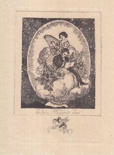 Exlibris Bookplate Etching Ferdinand Staeger 1880-1976 Pair Harp Pegasus 3