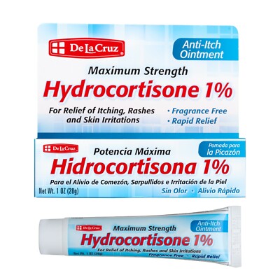 De La Cruz  1% Hydrocortisone Anti-Itch Ointment, No Fragrances 1 OZ Exp 05/2028