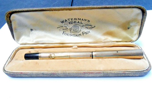 Signed Waterman 9 Ct Yellow Gold All Original Art Deco Period Fountain Pen.