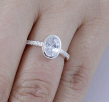 925 Sterling Silver Oval Bezel CZ Engagement Ring Wedding Band Size 3-15 SE5321