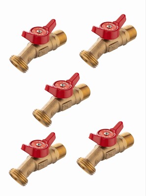 5 PCS EFIELD Outdoor Valve 1/4Turn Sillcock 1/2'' Male NPT×3/4'' Male GHT Threaded