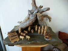 Weihnachtskrippe,  Wurzelholz,  Krippe natur KOMPLETT !