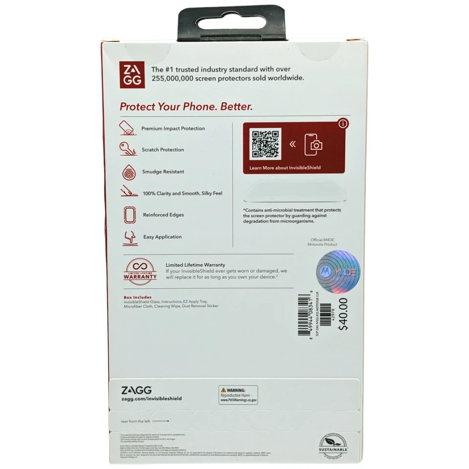 ZAGG Glass Screen Protector for Motorola Edge (2022) Tempered Anti-Scratch - Image 2 of 2