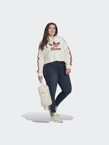 adidas Originals x Thebe Magugu Cropped Hoodie PLUS SIZES White RRP £70 HN6725 - Picture 6 of 7
