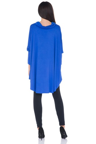 Ladies Loose Fit Floaty Oversized Kaftan Cowl Neck Long Sleeve Tunic Top FM40 - Picture 3 of 5
