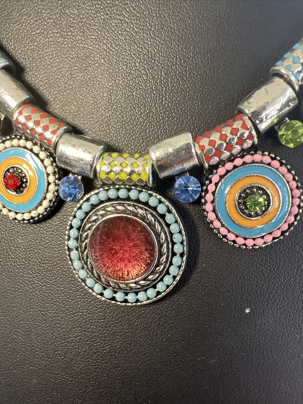 Bohemian Style Pattern Statement Necklace Eye Cat… - image 3