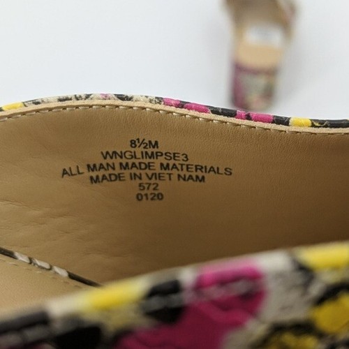 NWT NINE WEST Sandals Womens 8.5 Pink Glimpse Snakeskin Criss Cross Block Heel - Picture 7 of 8