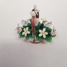 Vintage Capodimonte Flower Basket Figurine, Made in Italy