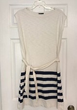 Gap sleeveless cotton dress navy stripes belted S