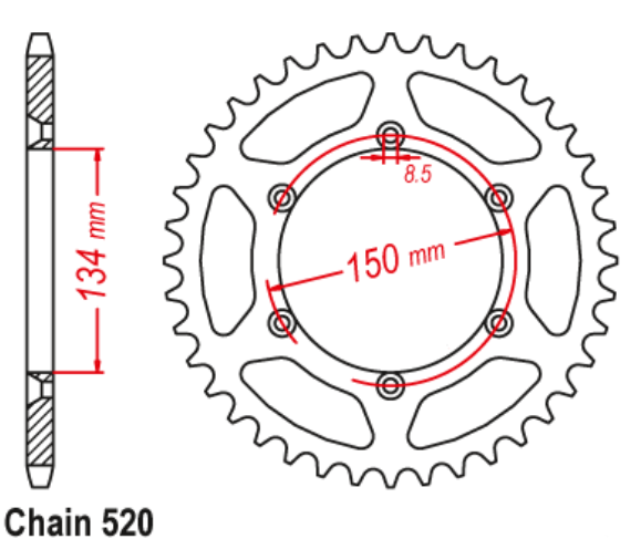 LOPOR 520-52T Motorcycle Rear Sprocket For Kawasaki KX125 80