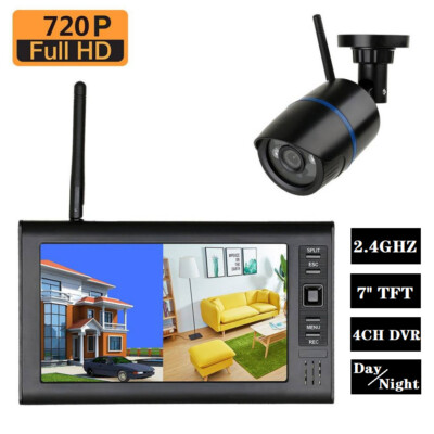 7-inch TFT Digital 2.4G Camera Audio Video Baby Monitor 4CH DVR Security System