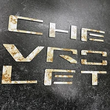 SET OF 2: Grill + Tailgate Letters Inserts 2019 2020 2021 Silverado DESERT STORM