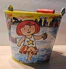 Vintage Schylling Madeline Tin Lithograph Beach Garden Sand Pail Bucket 1997