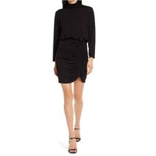 NWT FRAICHE BY J Ruched Turtleneck Long Sleeve Mini Dress Size Small