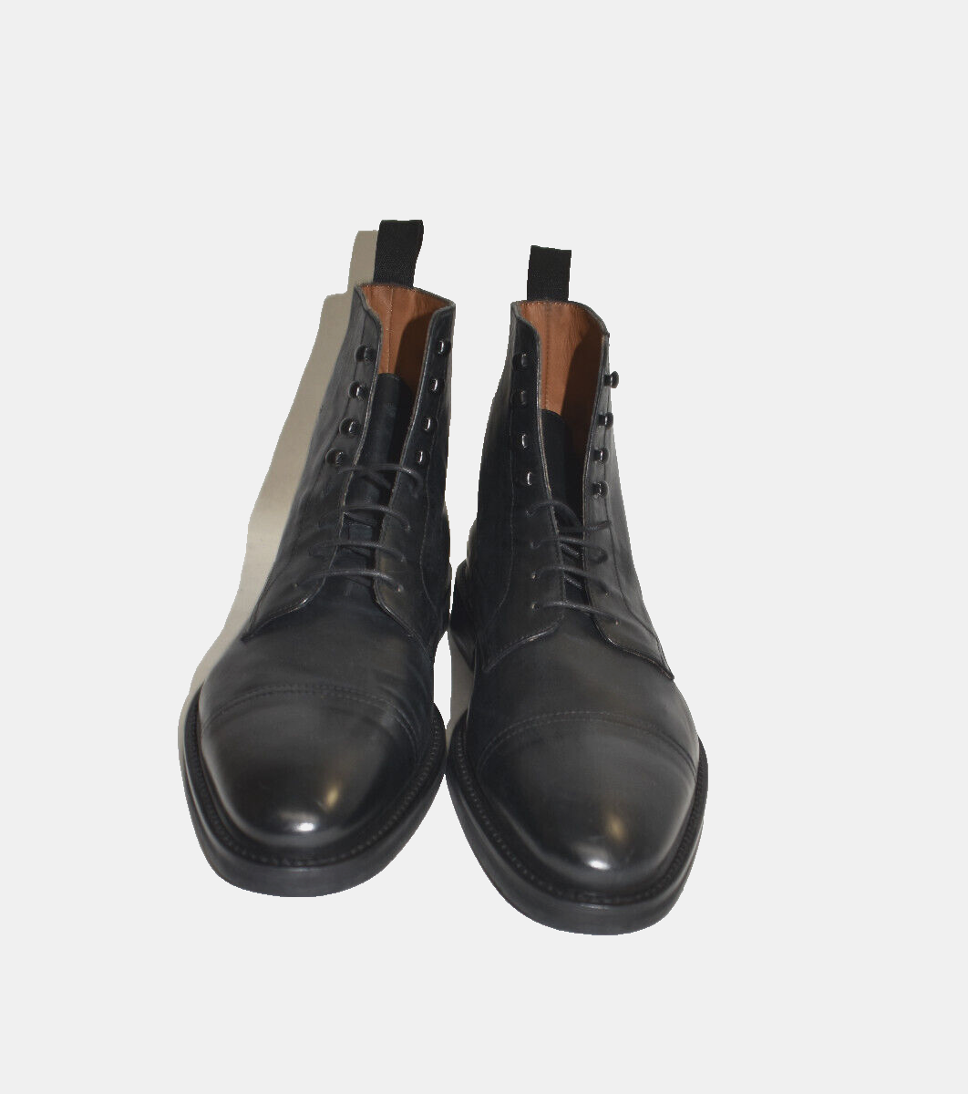 New! LUCA DEL FORTE Leather Ankle Combat Boots Black Size 41 8 US DD339A 980576 LUCA Black Leather Pointed-Toe Cuffed Kitten Heel Women main image 4