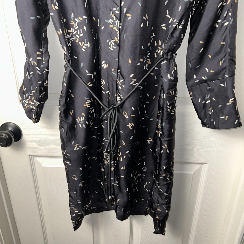 Lafayette 148 Black Multicolor Sprinkle Print Batwing Sleeve Silk Dress Medium - Image 4 of 4