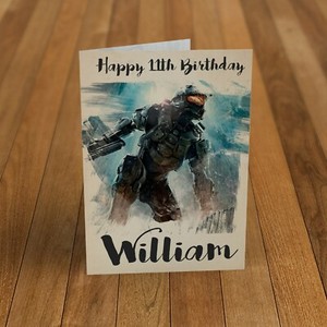 HALO Personalised Birthday Card Son Dad Father Brother Nephew Boys Male ...