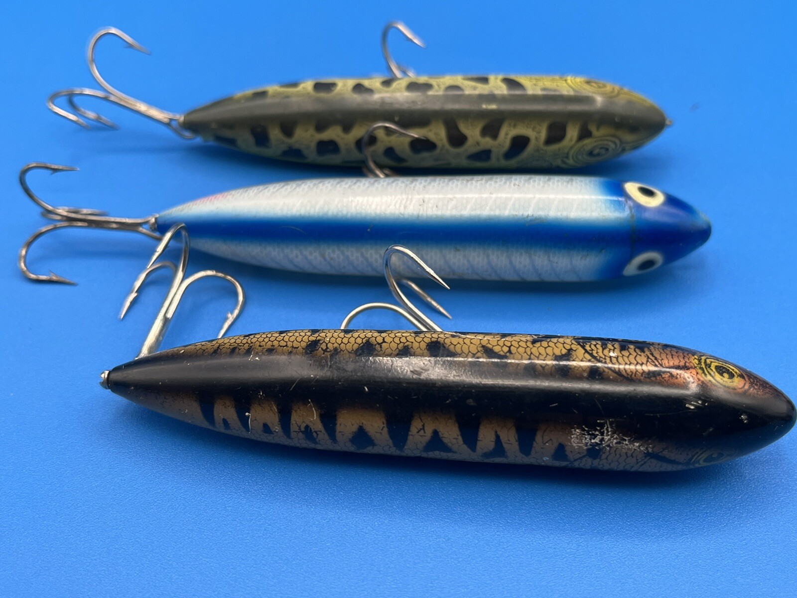 Lot of 6 Heddon Zara Spook Topwater Fishing Lures Black Shore Lot