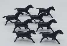 REL  eight 60mm VTG hard plastic black wagon horses
