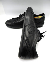 VERSACE G Black Nappa Leather Low Top Casual Dress Sneakers Size EU 44