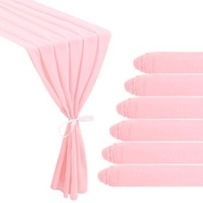 6 Pack 10Ft Pink Chiffon Table Runner 29x120 Inches Sheer Fabric Table Runner...