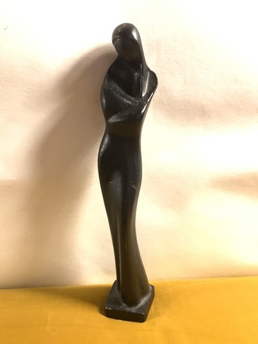 Madre e hijo/Madonna escultura de hierro fundido ennegrecido altura total aprox. 32 cm - Imagen 7 de 16