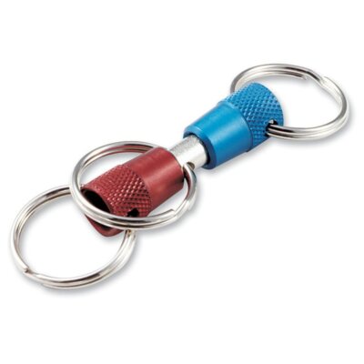3-Way Pull Apart Keychain 1 Pack Red Blue Silver Durable Key Holder
