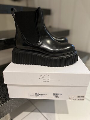 AGL Lederstiefelette schwarz  Plateausohle Gr.36,5