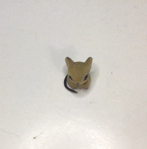 Miniature Flocked Mouse Figure Brown With Black Eyes Black Tail 1 1/4 Inch Vtg - Picture 6 of 16