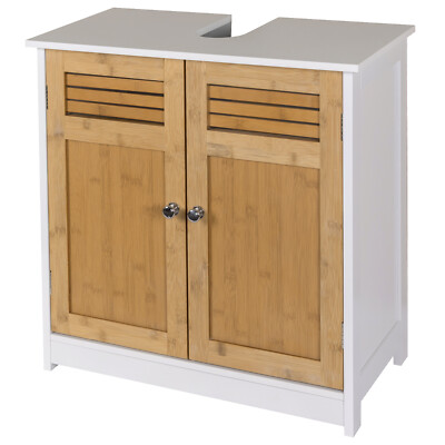 EUGAD Badschrank Waschbeckenunterschrank Waschtisch MDF Weiß Natur 0118WY