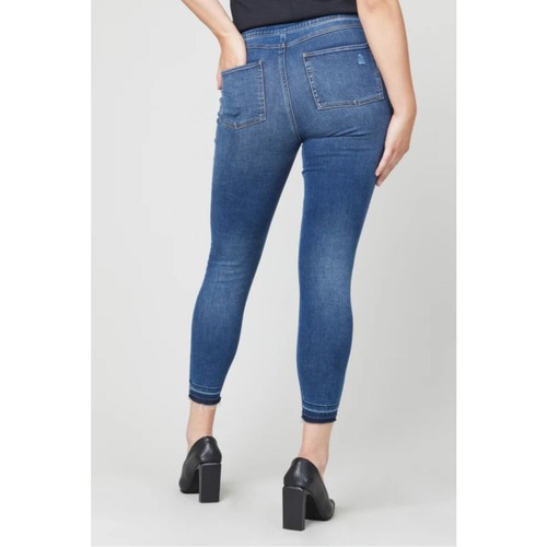 SPANX Distressed Ombre Ankle Pull On Skinny Jeans in Dark Wash Size Large - Picture 2 of 9