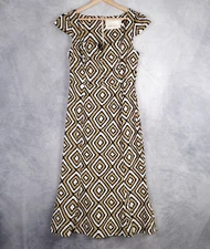Anthropologie Dress Womens Medium Brown White The Cecily Fit & Flare Sweetheart