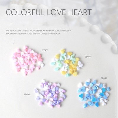 200Pcs 3D Mini Candy Colored Heart Kawaii Resin Nail Jewelry Charms ...