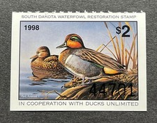 WTDstamps - 1998 SOUTH DAKOTA Dakota - State Duck Stamps - Mint OG NH