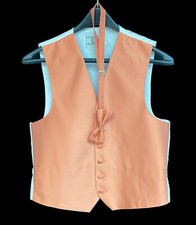 Men's Tangerine Orange Tuxedo Vest with Bow Tie Free Shipping Size LL Tall