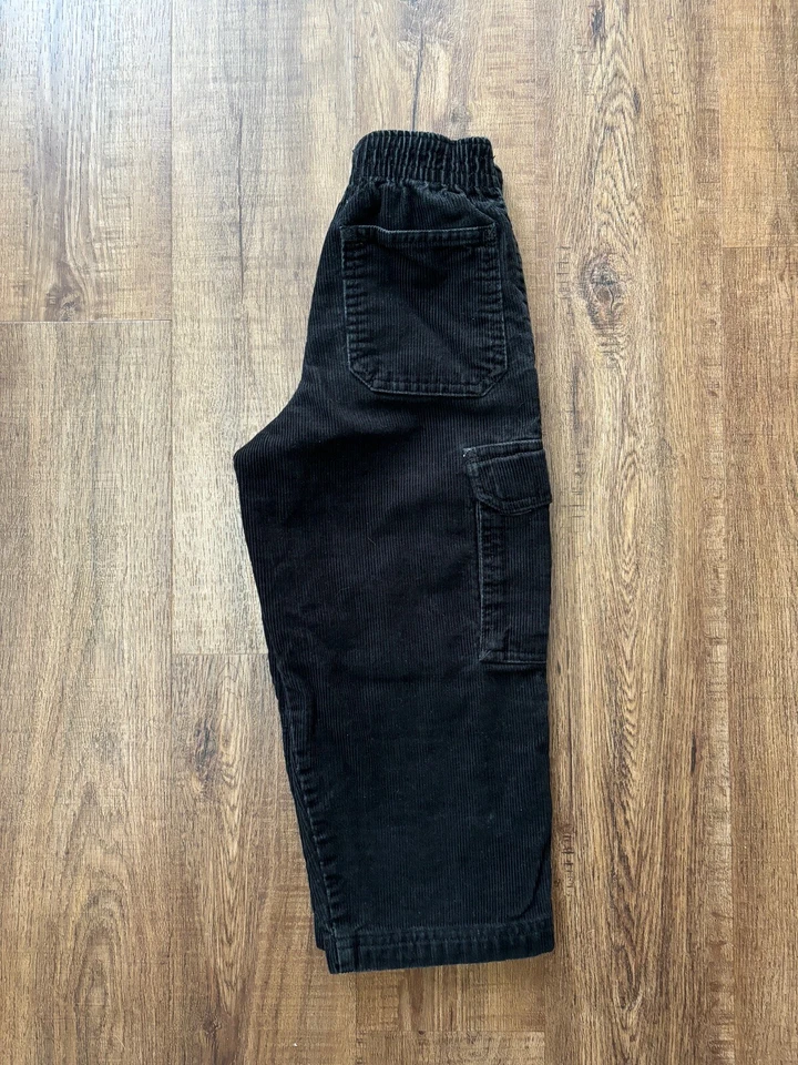 Faded Glory Corduroy Cargo Kids Pants Sz Yth L 14-16 Black Elastic Waist - Image 3 of 4