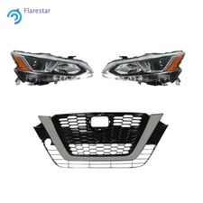 L+R Halogen Headlight+Front Chrome Grille Assembly For 2019-2020 Nissan Altima