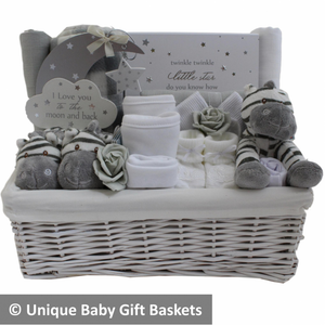 Deluxe Baby Gift Basket Hamper Unisex Neutral Baby Shower New Baby